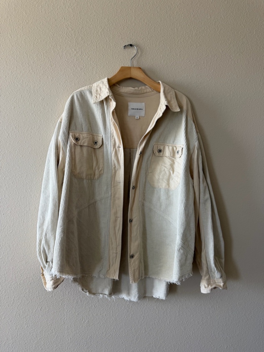 Thread & Supply Cream Corduroy Button-Up Jacket